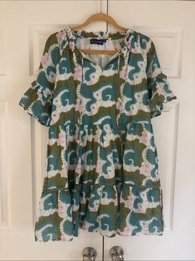 Tuckernuck Ro’s Garden Tiered Printed Mini dress Size XS